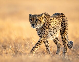 Fototapeta premium Cheetah Walking in Golden Grassland