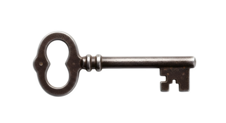 Antique skeleton key isolated on transparent background, a symbol of unlocking secrets, mystery, and access to hidden knowledge and opportunities