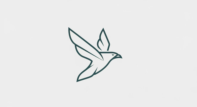 Elegant minimalist line art logo design of a bird in flight, symbolizing freedom and aspiration, perfect for branding - Powered by Adobe