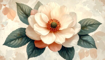 Delicate cream flower in artistic style