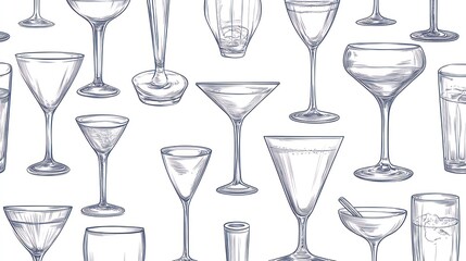 Cocktail Glasses Pattern Background