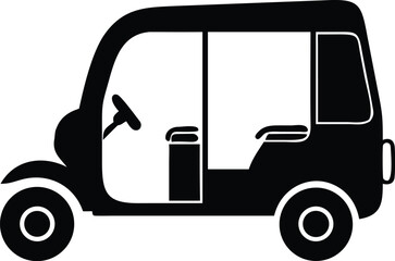 three wheel auto motor rickshaw icon silhouette