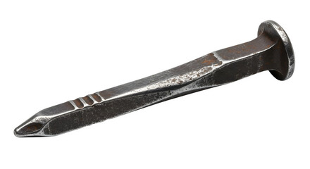 Old iron nail isolated on transparent background, a vintage fastener with a rustic charm, a symbol of craftsmanship, history, and the enduring power of metal