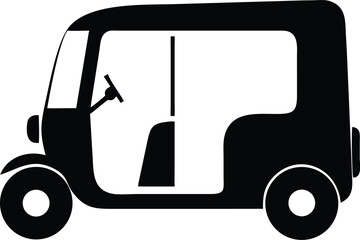 three wheel auto motor rickshaw icon silhouette