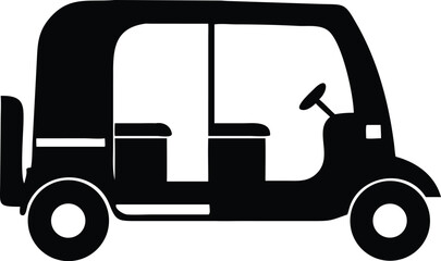 three wheel auto motor rickshaw icon silhouette