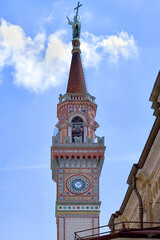the tower of the church of san cuore di gesù in cuneo italy 