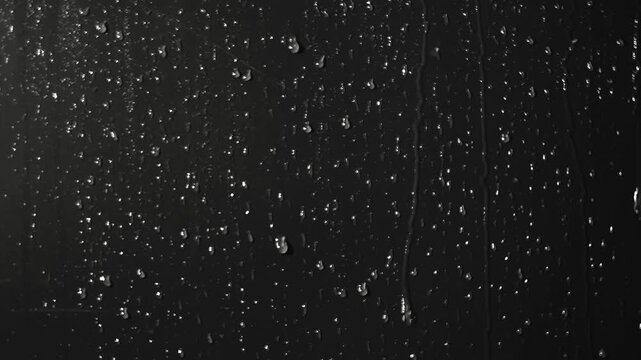 Water drops from rain on a glass window surface. A wet texture, overlay video loop.