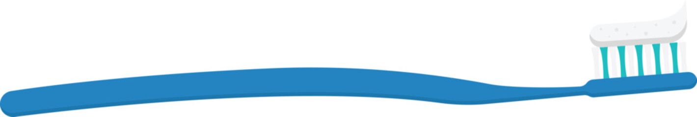 Toothbrush with Toothpaste Flat Illustration. Clean Icon Design Element on Isolated Transparent Background