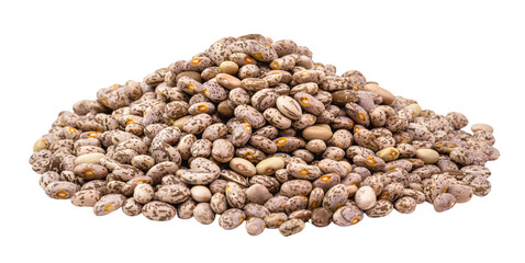 carioca bean seeds, brazilian beans, seeds on white background, isolated copyspace