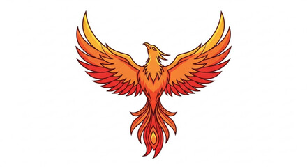 Obraz premium Illustration of a phoenix with outstretched wings, a symbol of rebirth, immortality, and transformation