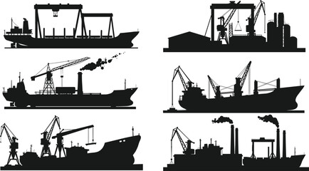 PrintShipyard cranes, cargo ships, dockyard industry, port logistics, vessel loading, maritime trade, shipping operations, industrial harbor, freight transport, global ocean commerce background