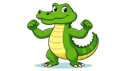 Fototapeta premium Cartoon crocodile with arms raised