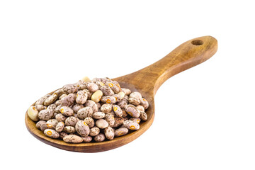 carioca bean seeds, brazilian beans, seeds on white background, isolated copyspace