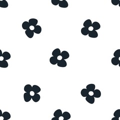 Seamless floral pattern with dark blue flowers 