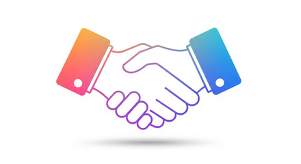 Colorful handshake icon symbolizing agreement, partnership, and collaboration in a modern and vibrant design