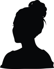 woman with messy bun hair vector silhouette 