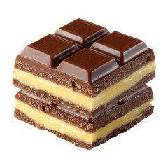 Delicious layers of chocolate and cream dessert stacked for a tempting treat