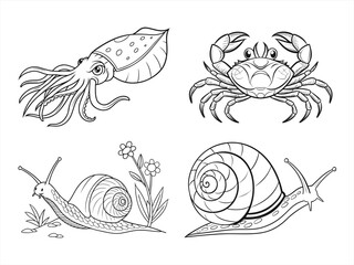 coloring page line art the fish black vector bundle