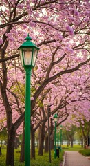 Cherry Blossoms and Park Path.