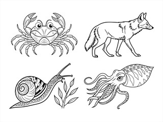 coloring page line art the fish black vector bundle