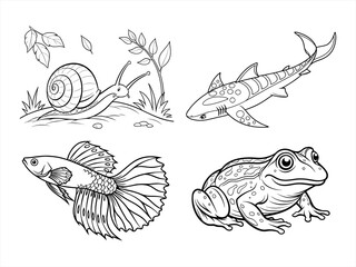 coloring page line art the fish black vector bundle