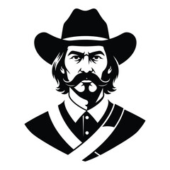 Rugged cowboy portrait iconic western character mysterious man with mustache and hat silhouette