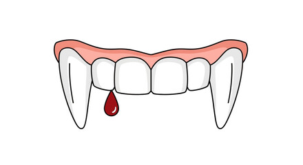 Spooky vampire teeth with blood for Halloween designs, perfect for festive invitations, party decorations, or thrilling horror themed content creation
