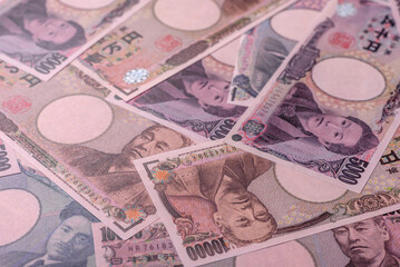Japan, Japanese yen paper banknotes, money for business. Japanese yen