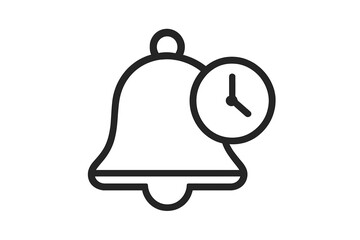 Obraz premium Reminder icon with bell and clock. Notification alert for alarm, schedule, and deadline. Time management concept. Event symbol. Simple minimal line vector for web, mobile apps.