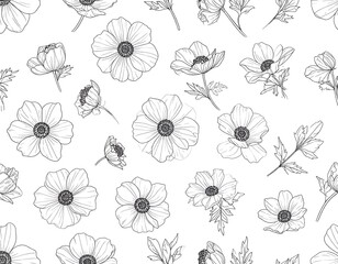 Delicate floral line art pattern