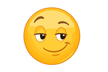 Fototapeta premium Smug emoticon vector icon. Flirting or proud emoji smiley with a good mood. Satisfied face expression. Cunning character illustration for chat. Sly cartoon avatar design.