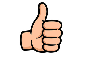 Thumb up hand gesture. Like icon. OK symbol. Positive feedback concept. Good job sign. Agreement and approval. Vector cartoon illustration for social media. Success concept. Yes.