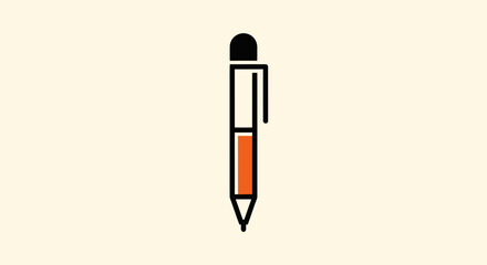 Simple graphic of a pen with orange ink