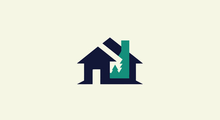 Stylized house with trees inside