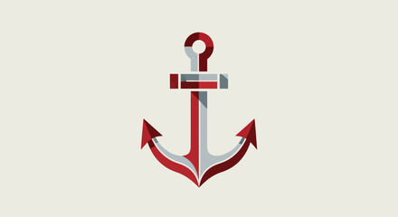 Obraz premium Simplified red/grey anchor illustration
