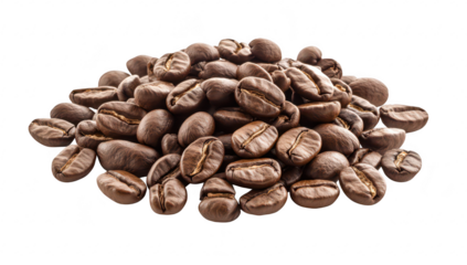 A close-up view of a rich pile of roasted coffee beans their glossy surface and natural texture. perfect for illustrating coffee culture. brewing methods. or culinary uses