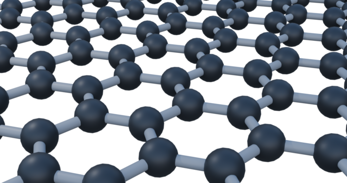 Graphene molecule close up. 3D Molecular model of graphene