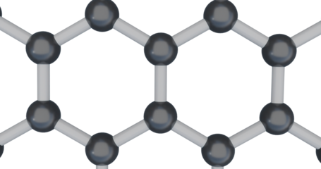Graphene molecule close up. 3D Molecular model of graphene