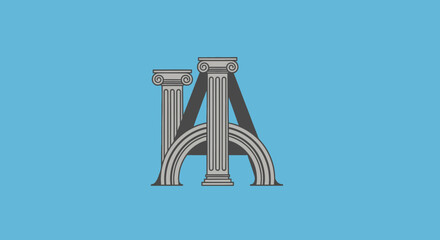 Column-shaped 'A' on blue