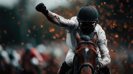 Incredible slow motion captures horse racing excitement with dynamic movement and triumph at the finish line