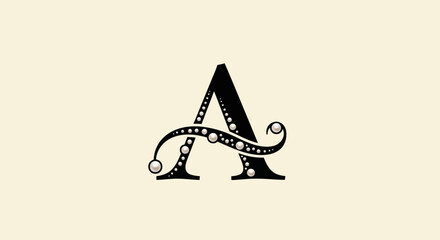 Ornate letter A with pearl accents