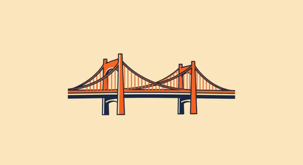 Stylized bridge on tan
