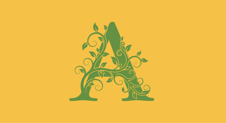 Ornate letter A with leafy vines © Alienmarsh