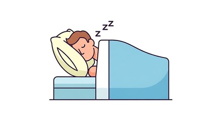 Cartoon illustration of a person sleeping soundly in bed with Zzzs