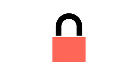 Simple coral padlock with a black shackle on a white background