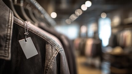Detailed medium shot of a security tag locked onto clothing showcasing the protective measure in crisp clarity against a softly blurred store interior.