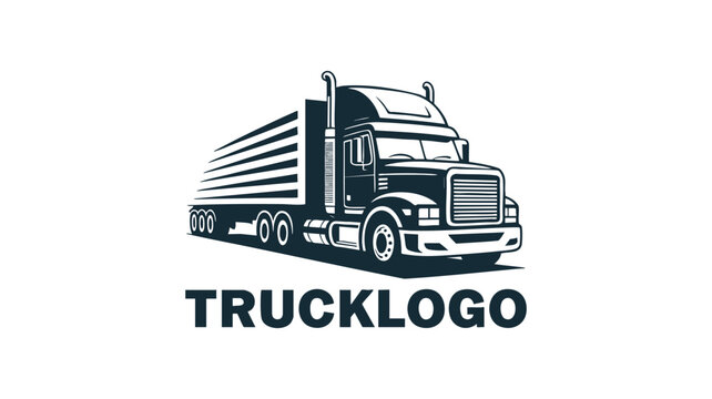 Modern truck logo design heavy duty semi truck trailer freight transportation symbol