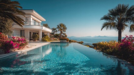 Luxury house pool outdoor view