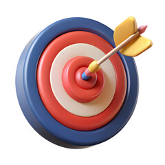 Yellow arrow hitting the bullseye on a colorful target
