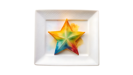 Colorful star fruit on a white plate isolated on transparent background